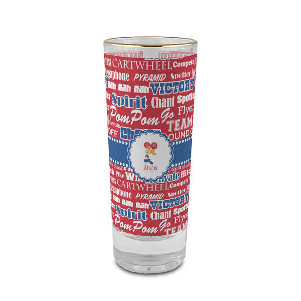 Custom Cheerleader 2 oz Shot Glass -  Glass with Gold Rim - Single (Personalized)