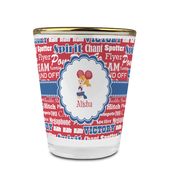Custom Cheerleader Glass Shot Glass - 1.5 oz - with Gold Rim - Set of 4 (Personalized)