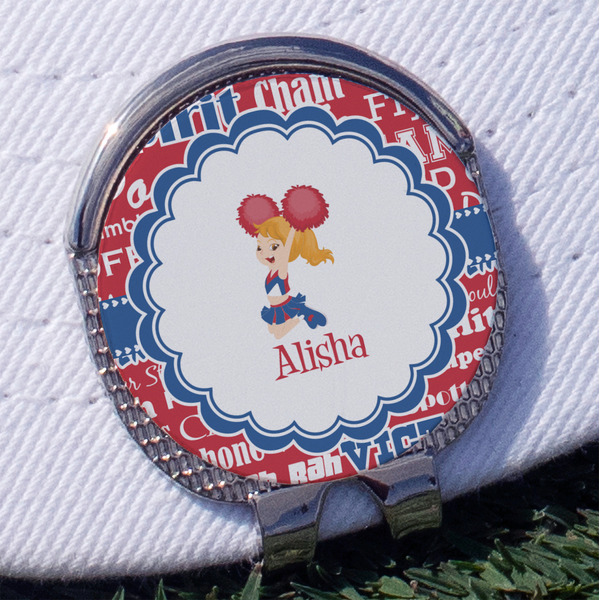 Cheerleader Golf Ball Marker Hat Clip - Silver - Front