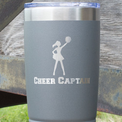Cheerleader 20 oz Stainless Steel Tumbler - Grey - Single Sided (Personalized)