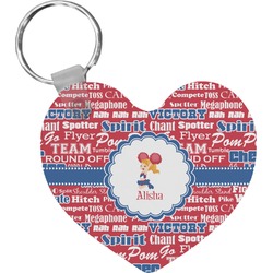 Cheerleader Heart Plastic Keychain w/ Name or Text