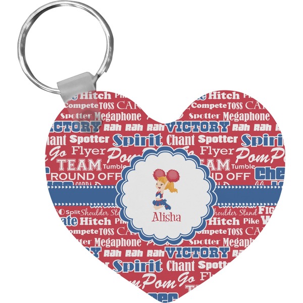 Custom Cheerleader Heart Plastic Keychain w/ Name or Text