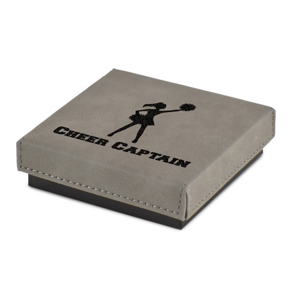 Custom Cheerleader Jewelry Gift Box - Engraved Leather Lid (Personalized)