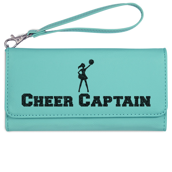 Custom Cheerleader Ladies Leatherette Wallet - Laser Engraved- Teal (Personalized)