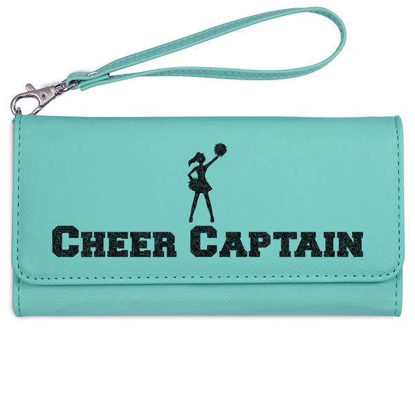 Cheerleader Ladies Wallet - Leather - Teal - Front View