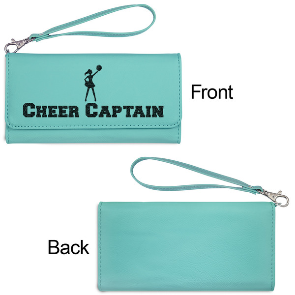 Cheerleader Ladies Wallets - Faux Leather - Teal - Front & Back View