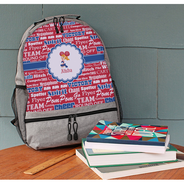 Cheerleader Large Backpack - Gray - On Desk