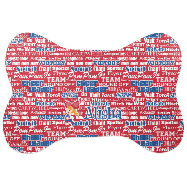 Custom Cheerleader Bone Shaped Dog Food Mat (Personalized)