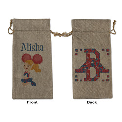 Cheerleader Large Burlap Gift Bag - Front & Back (Personalized)