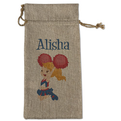 Cheerleader Large Burlap Gift Bag - Front (Personalized)