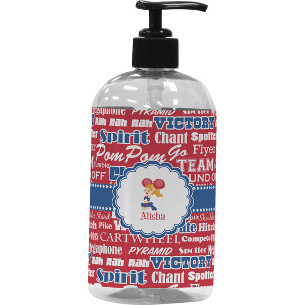 Custom Cheerleader Plastic Soap / Lotion Dispenser (16 oz - Large - Black) (Personalized)