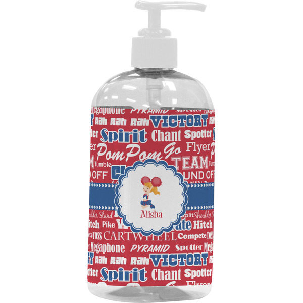 Custom Cheerleader Plastic Soap / Lotion Dispenser (16 oz - Large - White) (Personalized)
