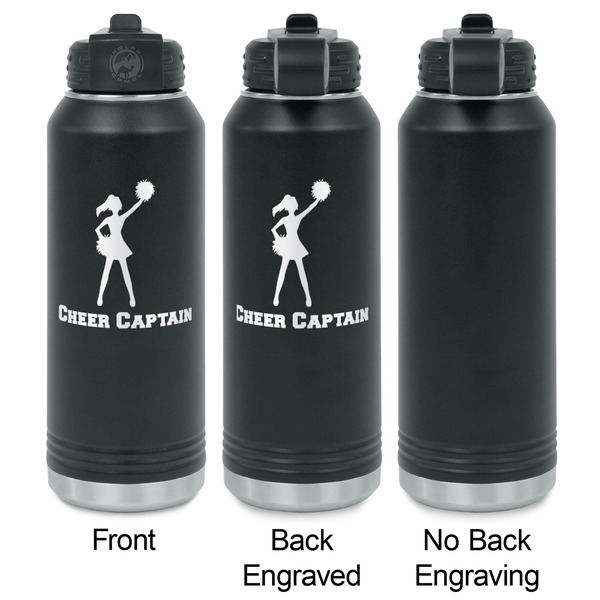 Cheerleader Laser Engraved Water Bottles - 2 Styles - Front & Back View