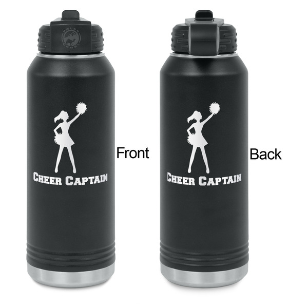 Cheerleader Laser Engraved Water Bottles - Front & Back Engraving - Front & Back View