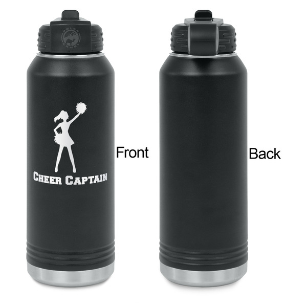 Cheerleader Laser Engraved Water Bottles - Front Engraving - Front & Back View