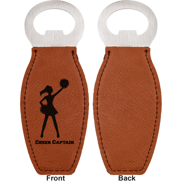 Cheerleader Leather Bar Bottle Opener - Front and Back (single sided)