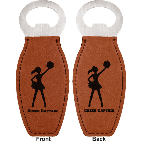 Cheerleader Leather Bar Bottle Opener - Front and Back