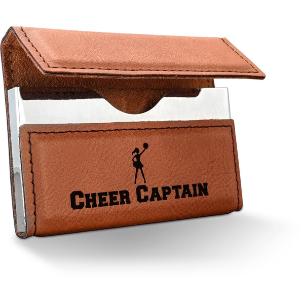 Custom Cheerleader Leatherette Business Card Case (Personalized)