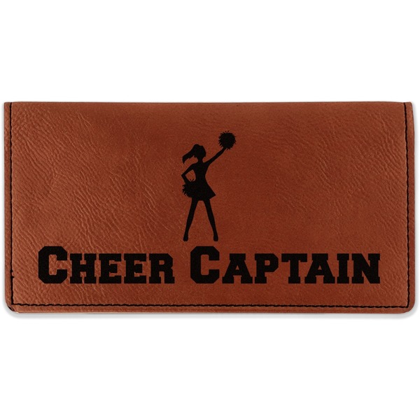Custom Cheerleader Leatherette Checkbook Holder - Double Sided (Personalized)