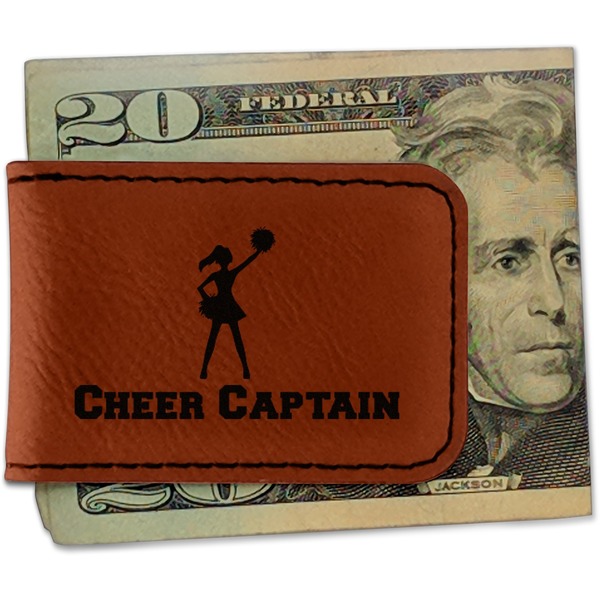 Custom Cheerleader Leatherette Magnetic Money Clip - Double Sided (Personalized)