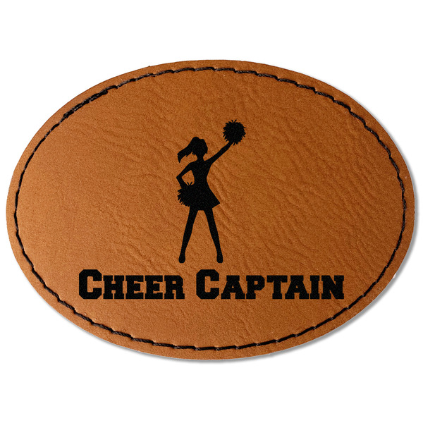 Custom Cheerleader Faux Leather Iron On Patch - Oval (Personalized)