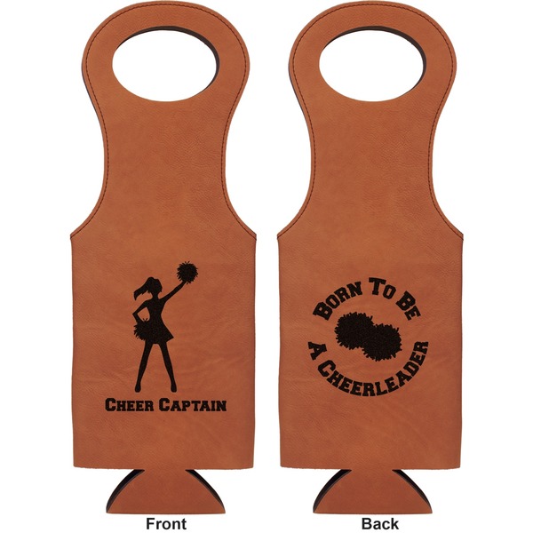 Cheerleader Leatherette Wine Tote Double Sided - Front and Back