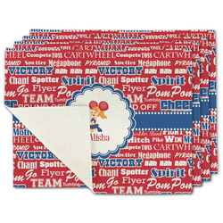 Cheerleader Single-Sided Linen Placemat - Set of 4 w/ Name or Text