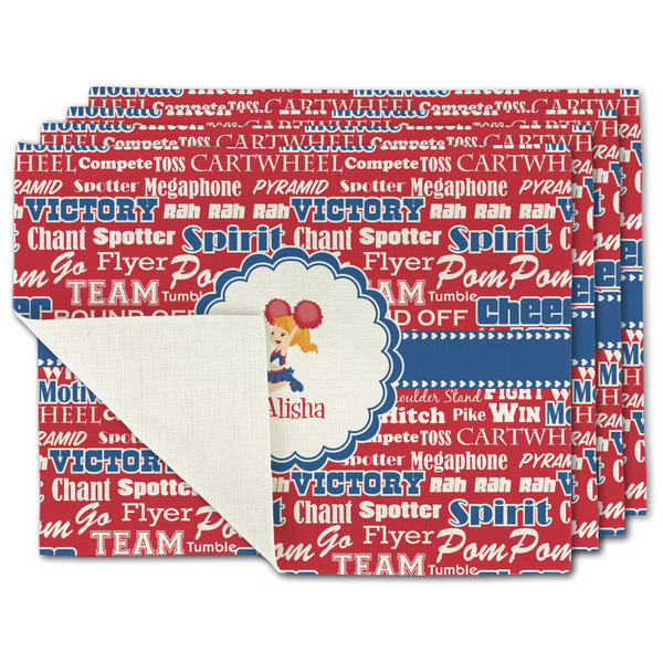 Custom Cheerleader Single-Sided Linen Placemat - Set of 4 w/ Name or Text