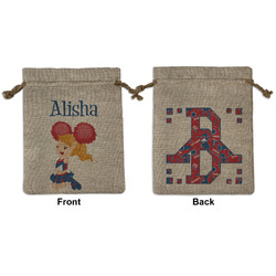 Cheerleader Medium Burlap Gift Bag - Front & Back (Personalized)