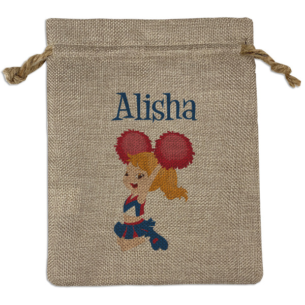 Custom Cheerleader Medium Burlap Gift Bag - Front (Personalized)