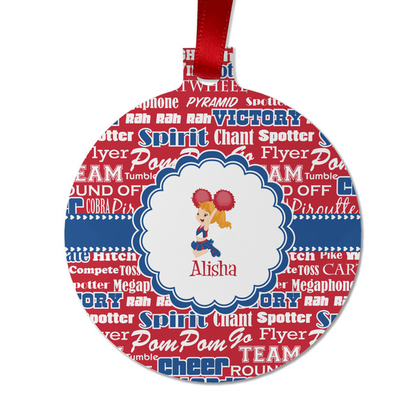 Custom Cheerleader Metal Ball Ornament - Double Sided w/ Name or Text