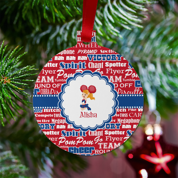 Cheerleader Metal Ball Ornament - Lifestyle