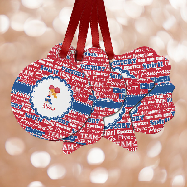 Custom Cheerleader Metal Ornaments - Double Sided w/ Name or Text