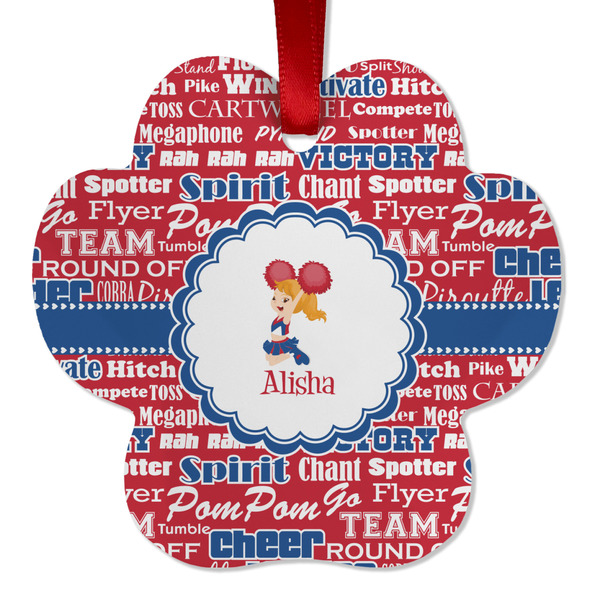 Custom Cheerleader Metal Paw Ornament - Double Sided w/ Name or Text