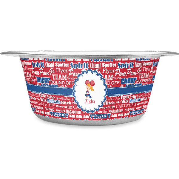 Custom Cheerleader Stainless Steel Dog Bowl - Medium (Personalized)