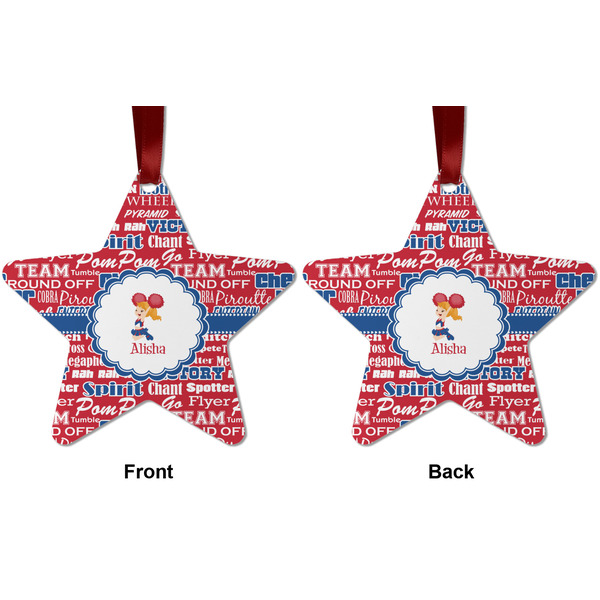 Cheerleader Metal Star Ornament - Front and Back