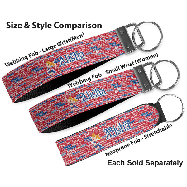 Cheerleader Multiple Key Ring comparison sizes