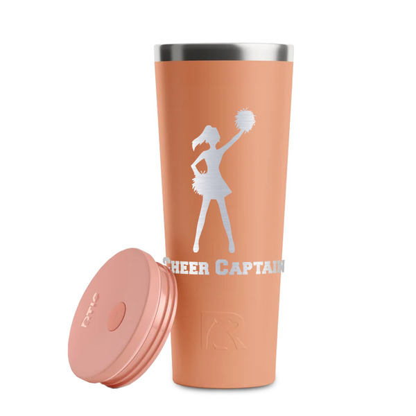 Cheerleader Peach RTIC Everyday Tumbler - 28 oz. - Lid Off