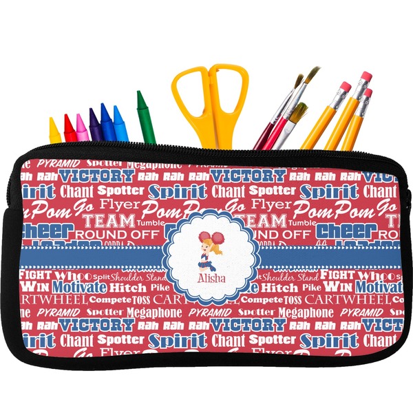 Custom Cheerleader Neoprene Pencil Case - Small w/ Name or Text
