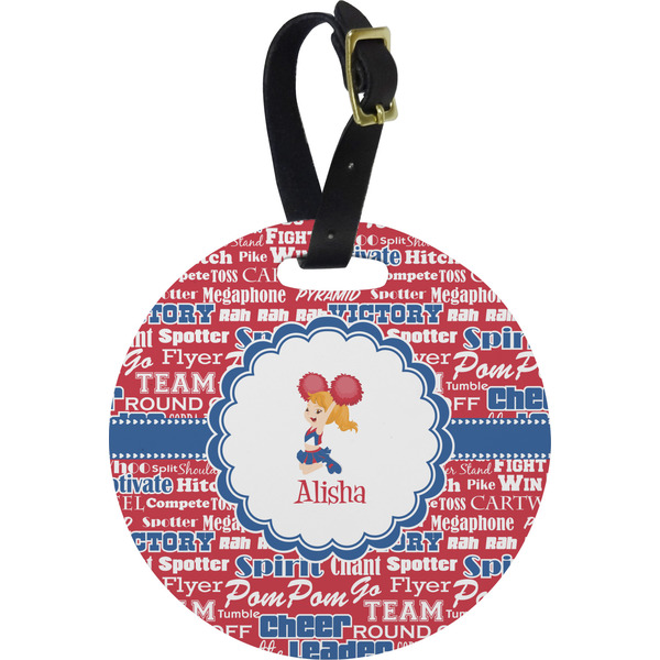Custom Cheerleader Plastic Luggage Tag - Round (Personalized)