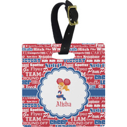 Cheerleader Plastic Luggage Tag - Square w/ Name or Text