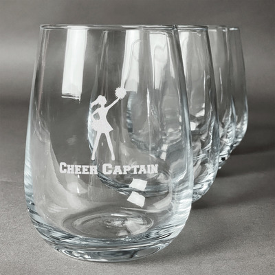 Cheerleader Stemless Wine Glasses (Set of 4) (Personalized)