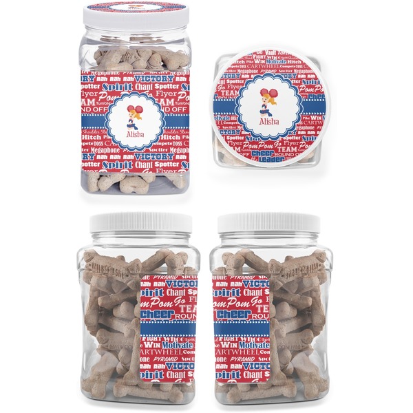 Cheerleader Pet Treat Jar - Multiple Angles