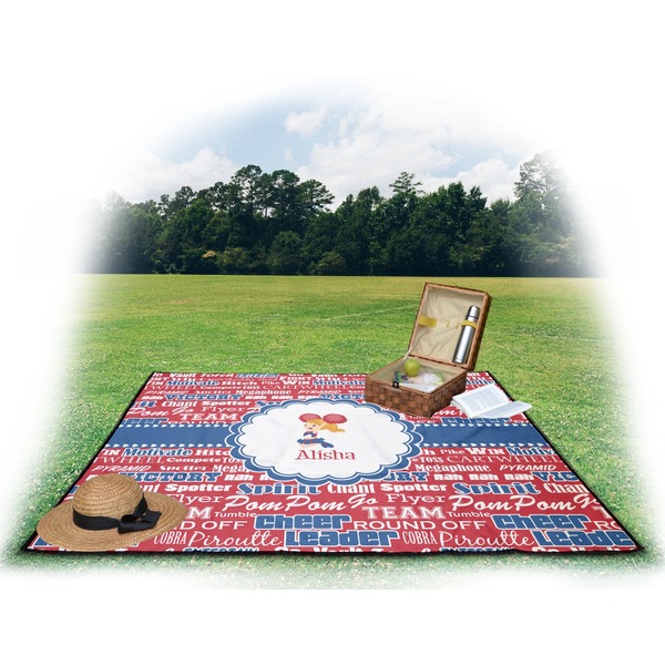 Cheerleader Picnic Blanket - with Basket Hat and Book - in Use