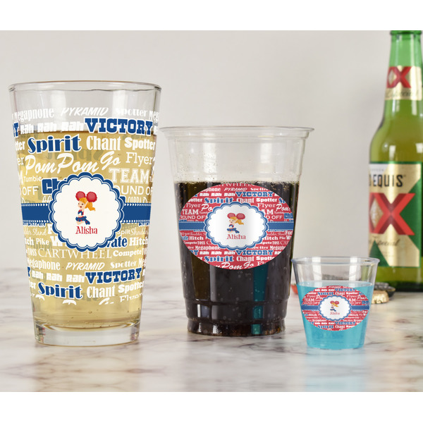 Cheerleader Pint Glass - Full Fill w Transparency - In Context