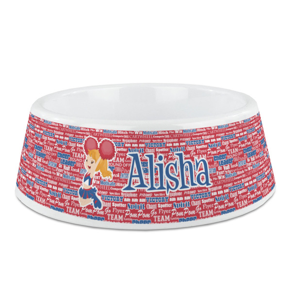 Custom Cheerleader Plastic Dog Bowl - Medium (Personalized)