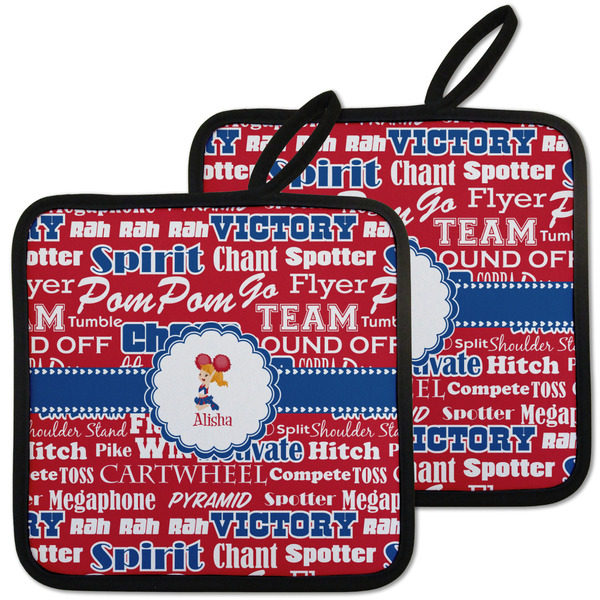 Custom Cheerleader Pot Holders - Set of 2 w/ Name or Text