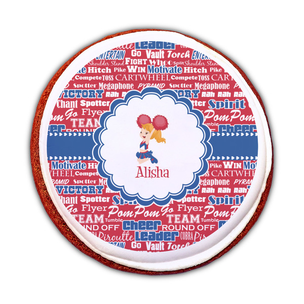 Cheerleader Printed Icing Circle - Medium - On Cookie