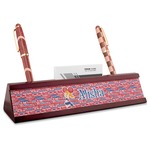 Cheerleader Red Mahogany Nameplate with Business Card Holder (Personalized)