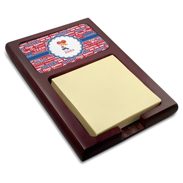 Custom Cheerleader Red Mahogany Sticky Note Holder (Personalized)